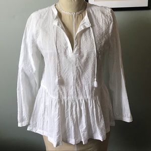 Jcrew boho peplum top white eyelet 2 petite